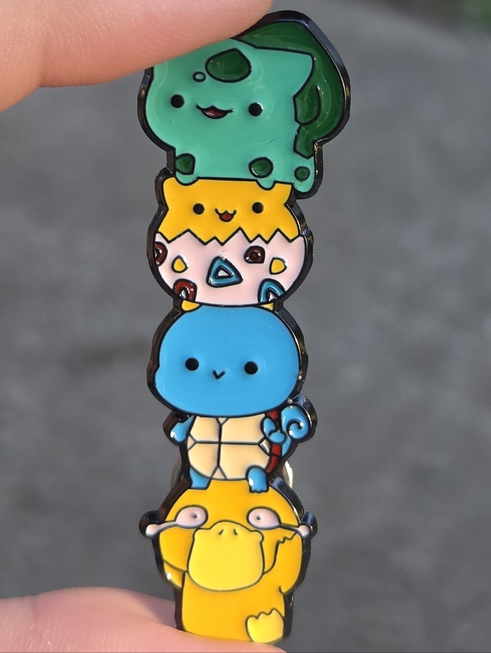 Pokemon Cute Stack Enamel Pin — Green, Yellow, Blue, Pink